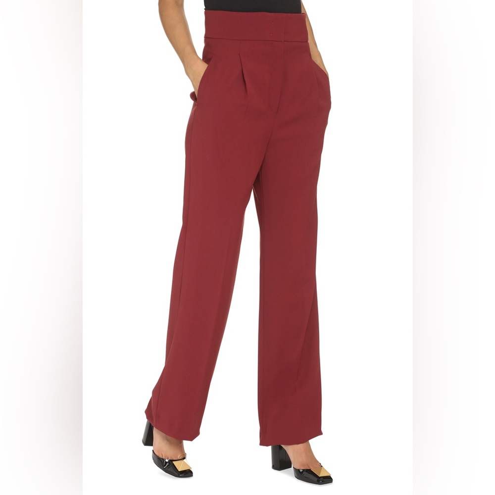 NWT MAX MARA STUDIO
Malia high-waisted crepe trousers Burgundy Size 12